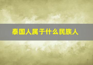 泰国人属于什么民族人