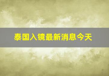 泰国入镜最新消息今天