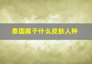 泰国属于什么皮肤人种