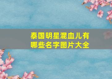 泰国明星混血儿有哪些名字图片大全