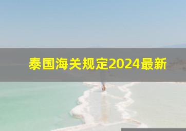 泰国海关规定2024最新