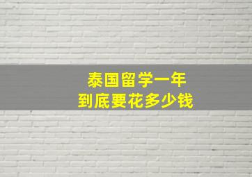 泰国留学一年到底要花多少钱