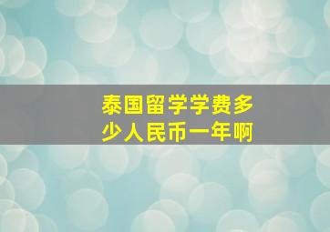 泰国留学学费多少人民币一年啊