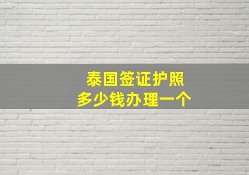 泰国签证护照多少钱办理一个