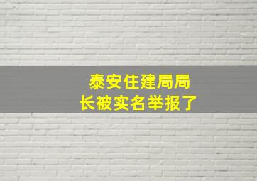 泰安住建局局长被实名举报了