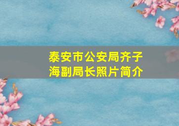 泰安市公安局齐子海副局长照片简介