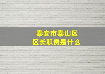 泰安市泰山区区长职责是什么