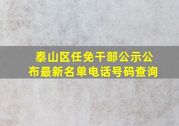 泰山区任免干部公示公布最新名单电话号码查询