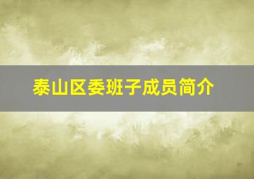 泰山区委班子成员简介