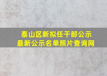 泰山区新拟任干部公示最新公示名单照片查询网