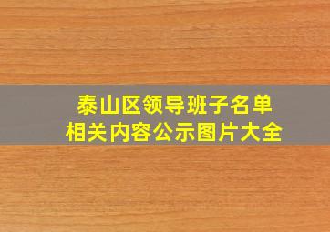 泰山区领导班子名单相关内容公示图片大全