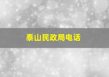 泰山民政局电话