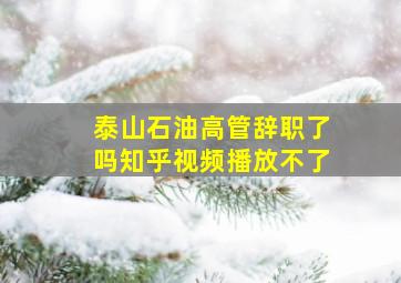 泰山石油高管辞职了吗知乎视频播放不了