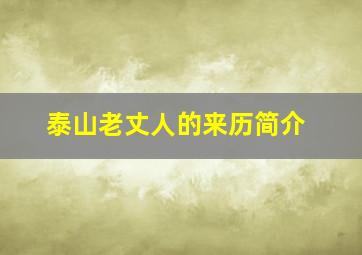 泰山老丈人的来历简介