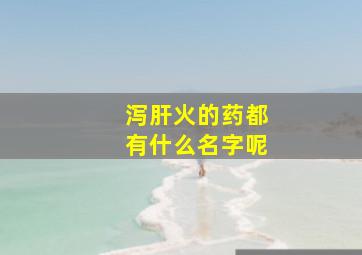 泻肝火的药都有什么名字呢