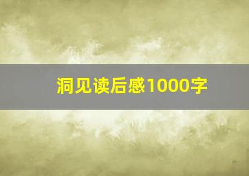 洞见读后感1000字