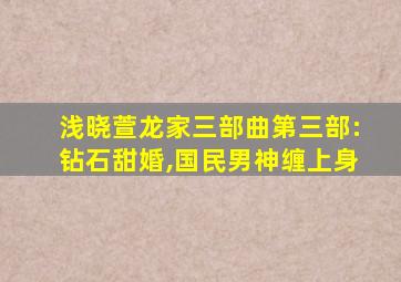 浅晓萱龙家三部曲第三部:钻石甜婚,国民男神缠上身