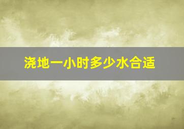 浇地一小时多少水合适