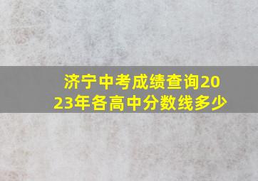 济宁中考成绩查询2023年各高中分数线多少