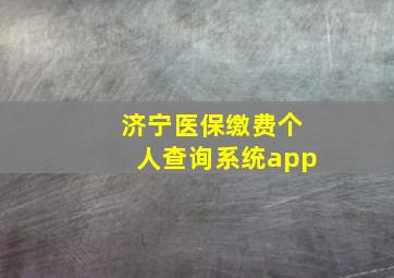 济宁医保缴费个人查询系统app