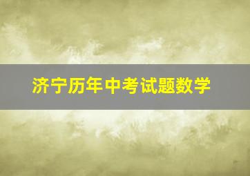 济宁历年中考试题数学