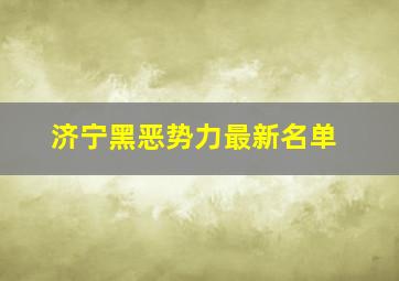 济宁黑恶势力最新名单