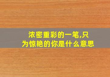 浓密重彩的一笔,只为惊艳的你是什么意思