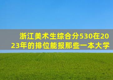 浙江美术生综合分530在2023年的排位能报那些一本大学