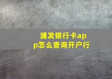 浦发银行卡app怎么查询开户行