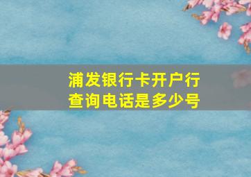 浦发银行卡开户行查询电话是多少号