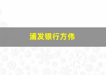 浦发银行方伟