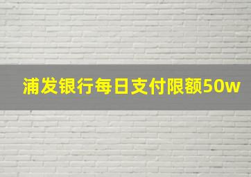 浦发银行每日支付限额50w