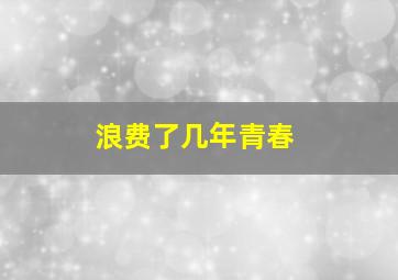 浪费了几年青春