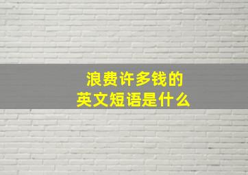 浪费许多钱的英文短语是什么