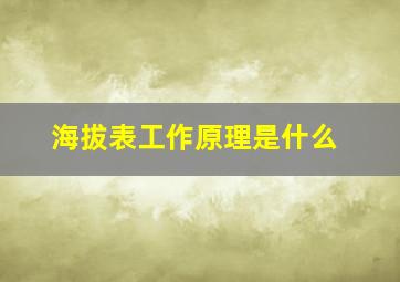 海拔表工作原理是什么