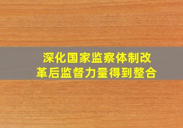 深化国家监察体制改革后监督力量得到整合