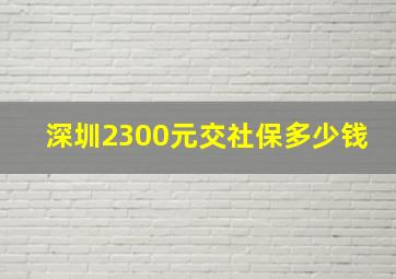 深圳2300元交社保多少钱