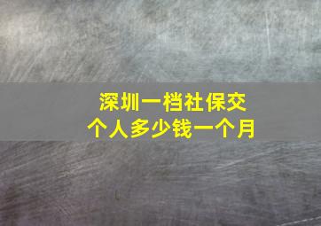 深圳一档社保交个人多少钱一个月