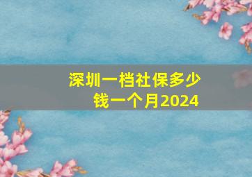 深圳一档社保多少钱一个月2024