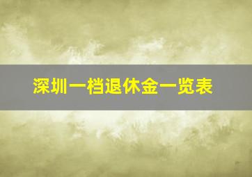 深圳一档退休金一览表