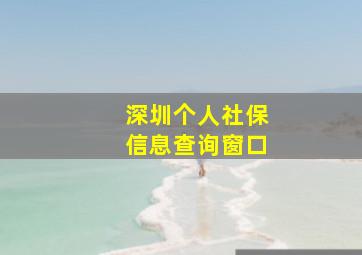 深圳个人社保信息查询窗口