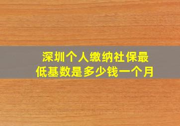 深圳个人缴纳社保最低基数是多少钱一个月