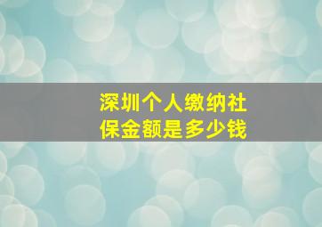 深圳个人缴纳社保金额是多少钱