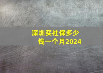 深圳买社保多少钱一个月2024