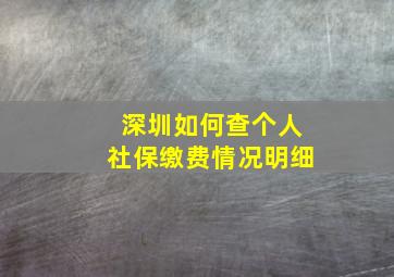 深圳如何查个人社保缴费情况明细