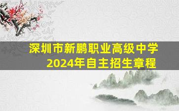 深圳市新鹏职业高级中学2024年自主招生章程