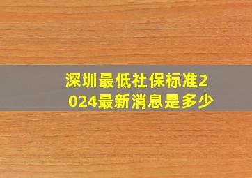 深圳最低社保标准2024最新消息是多少