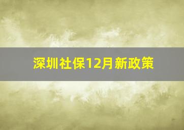 深圳社保12月新政策