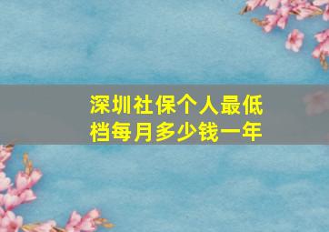 深圳社保个人最低档每月多少钱一年