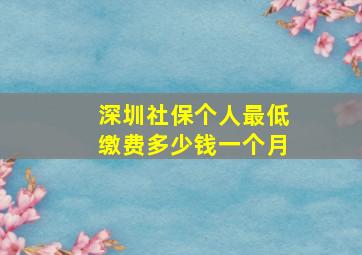 深圳社保个人最低缴费多少钱一个月